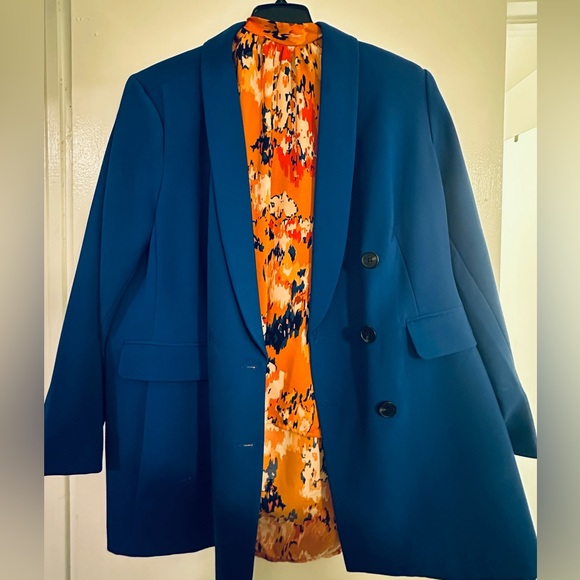 Cece Blue Blazer and Colorful Top - Picture 1 of 2